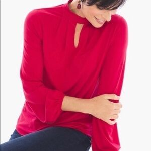 Chico’s red keyhole top with long sleeves NWT size 2 (M-12)